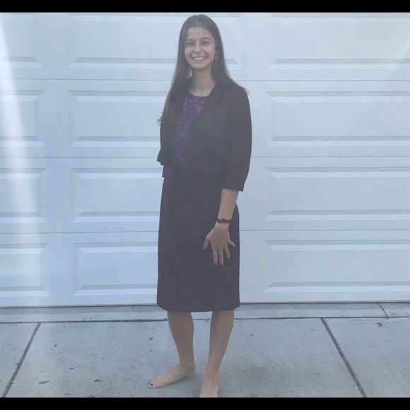 Vntg 1950 Saks Fifth Avenue 2 piece purple set - Picture 4 of 15